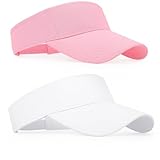 EujRcf 2pcs Sun Visor Cap, Golf Visor, Running Cap Women, Plain Empty Top Baseball Adjustable Sports Casual Sweatband Adjustable Hat for Golf Cycling Fishing Tennis Running Jogging Visor Hats White