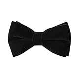 Houlife Velvet Bow Tie for Men – Adjustable Pre-tied Bowtie, Solid Colour Butterfly Bow Ties for Groom Wedding Party Formal with Gift Box ( Double Layer ), Black