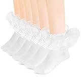 Yolev 3 Pairs Women Ankle Socks Lace Ruffle Girls Lace Socks Cute Ruffle Frilly Fashion Sock