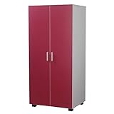 URBNLIVING Orlando Wooden 2 Door Kids Wardrobe Bedroom Storage Hanging Bar Clothes (Pink)