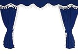 Truck Curtains Set of 5 in Blue with White Tassels