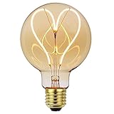 Gokoly E27 LED Vintage Light Bulb, Screw 4W Edison LED Filament Bulb, Big Size 95mm Globe Spiral LED Bulbs, Retro Amber Glass Decorative Light Bulbs, Warm White 2200K