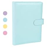 falllea A5 PU Leather Ring Binder, Refillable 6 Round Ring Binder Cover, Business Notebook Binder Notepad and Meeting Notebook, Travel Writing Notebook Diary Binder Cover(Blue)