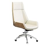 High Back Ergonomic Office Chair - Adjustable Height Computer Desk Chair for Home And Office, Wooden and PU Leather Seat