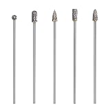 5pcs Long Carbide Burr Set, Die Grinder Bits Tungsten Steel Carbide Drill Bits Rotary File Attachment for Metal Cutting Grinding Cylinder Head Porting Engine Intake/Exhaust Manifold
