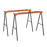 VonHaus Saw Horse Pair - Saw Horses Twin Pack with 200kg Weight Capacity - Log Workbench, Lightweight with Carry Handle and Non-Slip Work Surface - Portable Cutting Horse for Cutting Logs