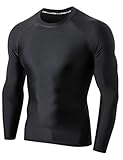 LAFROI Men's Long Sleeve UPF 50+ Sun Protection Shirt Compression BJJ Swim Rash Guard (Black,Size LG)