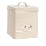 Harbour Housewares Vintage Biscuit Tin - Cream - Metal Kitchen Biscuit Barrel Box Storage Bin Canister Cookie Jar Caddy Container