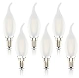 E14 Led Candle Bulbs, Frosted Flame Filament, SES C35 Small Edison Screw Light Bulb, 4W (40W Equivalent),Warm White 2700K, Pack of 6