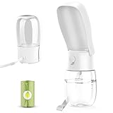 Gezimetie Dog Water Bottle - Foldable Dog Water Dispenser for Walking with Dog Waste Bag, Portable Pet Water Bottle for Travel, BPA Free Water Bottle for Cat, Rabbit,Puppy and Other Animal 300ML