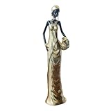 HGZLQKD African Sculpture Tribal Lady Statue Tabletop Ornament Women Figure for Bedroom Desk Entryway Bookshelf Housewarming Gift, Style B