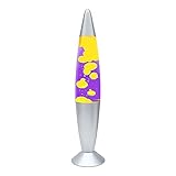 Global Gizmos 48809 Purple and Yellow Lava Lamp/Silver Base Colour/Retro Nostalgia/Relaxing Mood Light / 16 Inch Height
