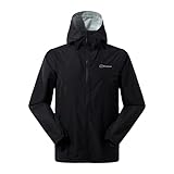 Berghaus Deluge Pro Waterproof Shell Jacket | Adjustable | Durable Coat | Rain Protection Jacket, Black/Black, L