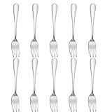 10-Piece Stainless Steel Mini Fork Set for Dessert and Fruit - Silver Small Cutlery, Dishwasher Safe - Perfect for Home Kitchen & Restaurant
