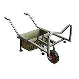 RocwooD Fishing Trolley Wheel Folding Barrow Cart with Bag Adjustable Legs Heavy Duty Collapsible Wheeled Transporter Fish Holder Rod Handle Carry Outdoor