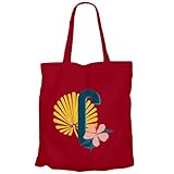 Fabulous Tote Bag Canvas Shopping Bag – C Catherine Chloé Letter First Name Flowers Tropical Exotic, Red, One Size