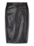Vero Moda NOS Women's Vmbuttersia Hw Coated Skirt Noos Skirt, Black (Black Black), 12 (Manufacturer size: Medium)