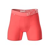 STEP ONE Mens Underwear Trunk Briefs, 1 Pair, Underwear for Men, Moisture Wicking, 3D Pouch + No Ride Up Trunk Briefs Made from Organic Bamboo Hibiscus M