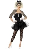 Smiffy's Adult Women's 80's Wild Child Costume, Jacket, Top, Tutu, Leggings Gloves and Headband, L, Black