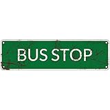 Vintage Bus Stop Tin Sign Station Metal Plate Wall Plate Metal Poster Cafe Bar Shop Farmhouse Metal Sign 16X4 Inch