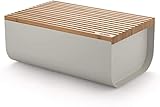 Alessi Mattina BG03 WG - Design Bread Bin, Steel Colored with Epoxy Resin, Bamboo Wood, Warm Gray
