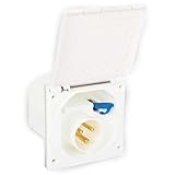 GADLANE 240V Mains Flush Fit Socket - Splashproof 16 Amp Caravan Hook Up Socket Made from Durable, UV-Stable Plastic - Mounts Flush to Fit Most Caravans, Motorhomes, RVs & Trailers (White)