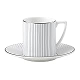 Wedgwood Jasper Conran at Pinstripe Coffee Cup & Saucer, White with Platinum Stripes (1057995)