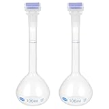 PATIKIL 100ml Volumetric Flask, 2 Pack Polypropylene Graduated Volumetric Measuring Flask with Plug Cap Tolerance 0.3ml for Laboratory Experiment, Translucent