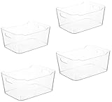 Grace Store 4PCS Storage Organisers Clear Plastic Bathroom Organiser Versatile Kitchen Organiser Tray for Desk, Makeup , Kitchen Pantry Cabinet
