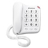 Binatone Big Button 110 Corded Phone, Wall Mountable, Hearing Aid Compatible, Redial Button - White