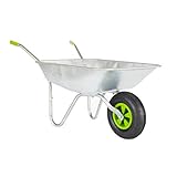 Neo Wheelbarrow Home Garden Cart Galvanised with Pneumatic Tyre (65L), Silver