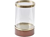 Artisanti Dickens Leather and Brass Round Hurricane Lamp - Large