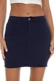 GUANYY Womens Mini Denim Skirt-Casual Stretch Slim Fit High Waisted Jean Skirts, Navy Blue, S