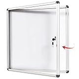 Swansea Enclosed Bulletin Board Lockable White Board Noticeboard with Door Wall Display Case for School Office 67x72cm(6xA4)