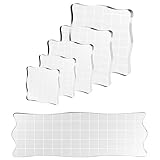 6 Pcs Stamp Blocks with Grid and Grip, Acrylic Clear Stamping Blocks Set Essential Stamping Tools for Scrapbooking Crafts Card Making, Assorted Sizes