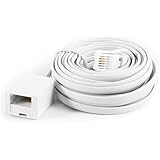 1 Pcs 5 Meter Telephone Extension Cable, BTTelephone Extension Cable, Phone Line, Straight Through Telephone ExtensionCable for UK Landline Phone Cord Home & Office Fax Modem Extender (White 6P6C)