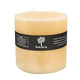 Nicola Spring Scented 3 Wick Pillar Candle - Vanilla Scent - 130 Hour Burning Time - Vanilla Candles Ivory Round Pillar Aromatherapy for Home Fragrance, Kitchen, Living Room, Bedroom