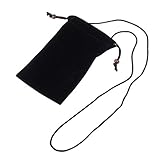 DFV mobile - Case Cover Soft Cloth Flannel Carry Bag with Chain and Loop Closure for GOOPHONE M8 - Black