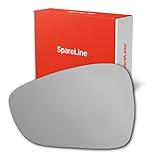 SpareLine Wing Door Mirror Glass - Adhesive‑Type Convex for Citroen C4 Picasso, C4 Grand Picasso 2013-2018 (Left/Near‑Side/Passenger)