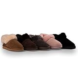 Aus Wooli Unisex Sheepskin Wool Traditional Ankle Slippers - Beige - UK WOMEN 7/UK MEN 7