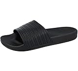 Yinka Shoes Mens Stripe Sliders Black UK 9