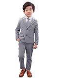 LOLANTA 2 Piece Boys Suits Set, Kids Blazer & Trousers, Leisurewear or Wedding Party Pageboy Outfit, Grey, 3-4 Years, 100