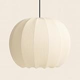 CGC Lighting Indoor Lamp Shade Ribbed Stretch Cotton Fabric Hanging Ceiling Floor Table Lamp (Cream Round)