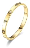 Minikeda 18K Gold/Silver Plated Cubic Zirconia Bangle Crystal Friendship Bracelet, Gold Cuff Bracelet for Women - Valentine'S Day and Birthdays