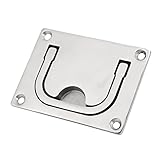 Hatch Lift Handle, Square Stainless Steel Deck Hatch Flush Handle Boat Lift Pull Handle, Mirror Polished Boat Hatchs Flush Recessed Lift Handle for Marine Boat Cabinet Door