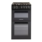 Cookology CFSPTC502BK 50cm Wide Freestanding Electric Twin Cavity Cooker, Combined 93 Litre Capacity with 4 Zone Solid Plate Top Hob Cooktop - in Black