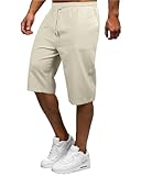 YAOBAOLE Mens 3/4 Length Shorts Mens Bermuda Shorts Long Men's Summer Shorts Beige 2XL
