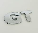 Chrome GT Badge Emblem, 65mm x 26mm, Automotive Mirror Finish, for VW Golf TDI FSI TSI Passat Scirocco MK4 MK5 MK6