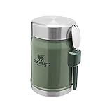 Stanley Classic Legendary Food Jar 0.4L With Spork - Keeps Cold For 7 Hours - BPA-Free Stainless Steel Soup Flask - Leakproof - Dishwasher Safe - Hammertone Green