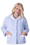 Camille Womens Supersoft Fleece Bed Jacket- Luxury Collared Warm Sleep Top- Button up & Long Sleeved for Ultimate Comfort and Warmth 10-12 Blue
